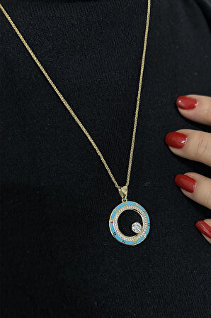 Altın Yeşil Mineli Kolye