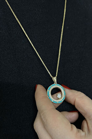 Altın Yeşil Mineli Kolye