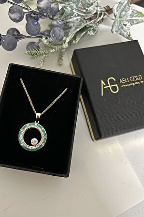 Altın Yeşil Mineli Kolye