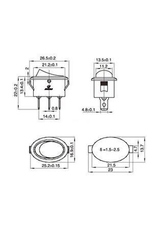 25Mm Işıklı Oval On-Off Anahtar Switch Uyumlu