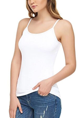 E Kadın Siyah Elastan Likralı Pamuklu Ip Askılı Atlet