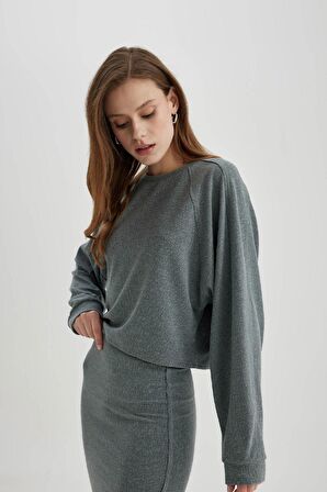 DeFacto Relax Fit Bisiklet Yaka Basic Düz Uzun Kollu Tişört C3118AX24SPGN1175