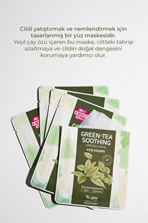 Green Tea Soothing Ampoule Mask Yeşil Çay Özlü Sebum Dengeleyici Nemlendirici Yüz Maskesi Kore 23ml