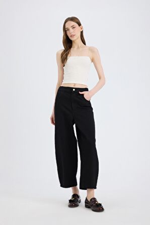 Barrel Fit Normal Bel Bilek Boy Yumuşak Jean Pantolon