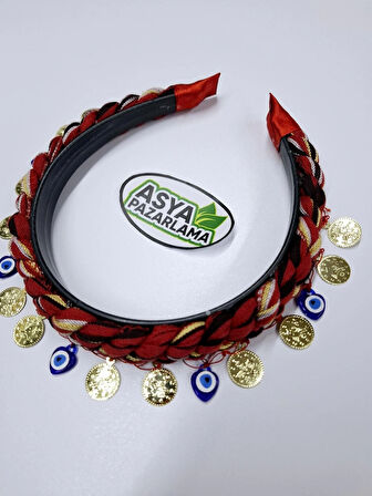 Karadeniz Nazar Boncuklu Ve Liralı Taç, Keşan, Fular, Şal, Atkı, Saç Bandı, Bandana, Puşi