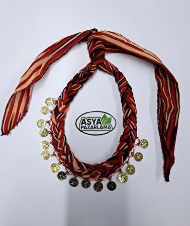 Karadeniz Örgülü Ipli Liralı Keşan, Fular, Şal, Atkı, Saç Bandı, Bandana, Puşi