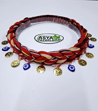 Karadeniz Örgülü, Lastikli Bandana, Nazar Boncuklu Ve Liralı Keşan, Fular, Şal, Saç Bandı, Puşi
