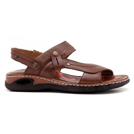 Ural Forelli Günlük Erkek Anatomik Deri Sandalet-Taba