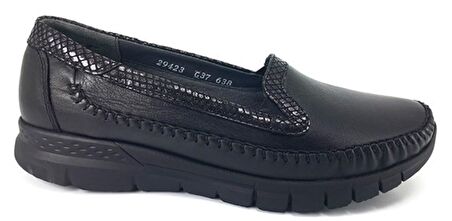 Laden Forelli Hakiki Deri Anatomik Kadın Ayakkabı-Siyah