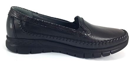 Laden Forelli Hakiki Deri Anatomik Kadın Ayakkabı-Siyah