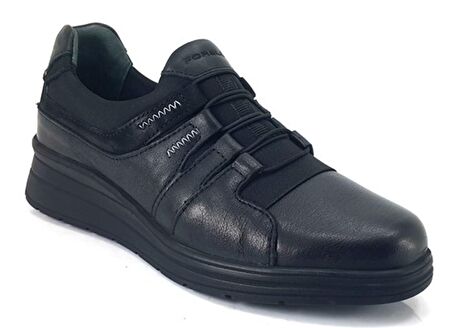 Pınk Forelli Anatomik Deri Günlük Kadın Ayakkabı-Siyah