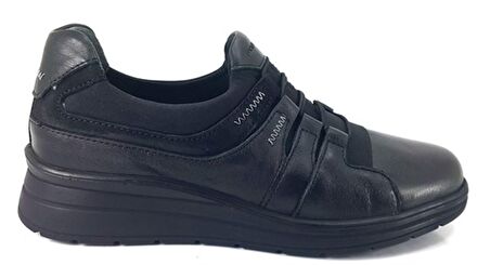 Pınk Forelli Anatomik Deri Günlük Kadın Ayakkabı-Siyah