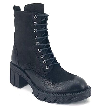 Venüs 2251202 Günlük Hakiki Deri Kadın Bot-Siyah Nubuk