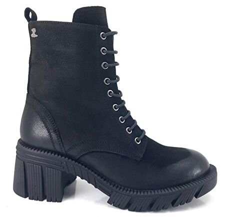 Venüs 2251202 Günlük Hakiki Deri Kadın Bot-Siyah Nubuk