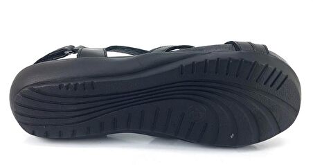 Venüs 206 Günlük Hakiki Deri Kadın Sandalet-Siyah