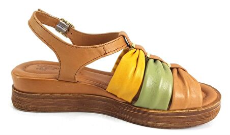 Venüs 2216412 Günlük Hakiki Deri Kadın Sandalet-Taba