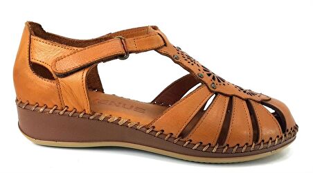 Venüs 2313705 Günlük Hakiki Deri Bayan Sandalet-Taba