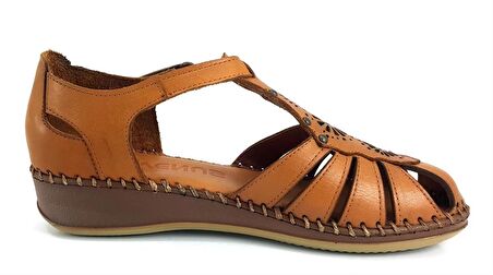Venüs 2313705 Günlük Hakiki Deri Bayan Sandalet-Taba