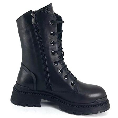 Albini 100024 Hakiki Deri Günlük Kadın Bot-Siyah