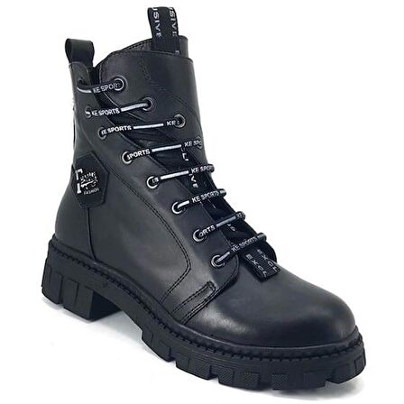 Albini 1042 Hakiki Deri Günlük Kadın Bot-Siyah