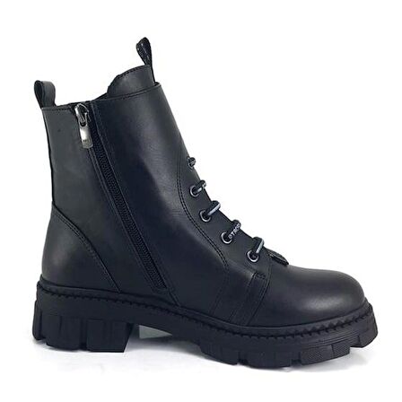 Albini 1042 Hakiki Deri Günlük Kadın Bot-Siyah