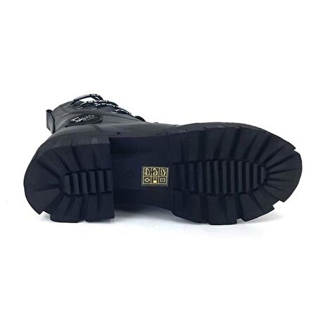 Albini 1042 Hakiki Deri Günlük Kadın Bot-Siyah