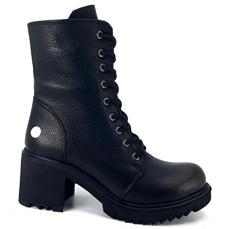 Mammamia 1345 Hakiki Deri Günlük Kadın Bot-Siyah