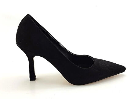 L&L 23K005 Günlük Kadın Topuklu Ayakkabı-Siyah Suet