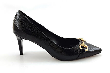 L&L 360 Günlük Kadın Topuklu Ayakkabı-Siyah Rugan