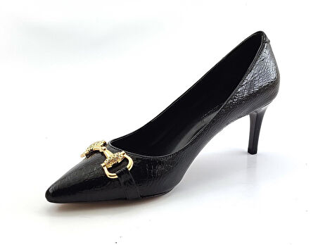 L&L 360 Günlük Kadın Topuklu Ayakkabı-Siyah Rugan