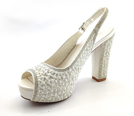 L&L 374 Günlük Kadın Topuklu Ayakkabı-Beyaz