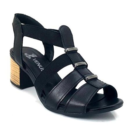 Venüs 185722 Günlük Hakiki Deri Kadın Sandalet-Siyah