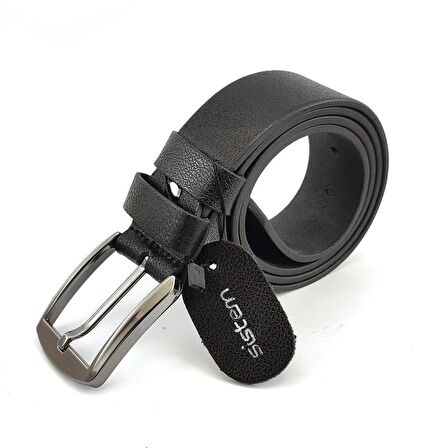 Sistem  Hakiki Deri  Erkek Kot Kemeri 4.cm-Siyah