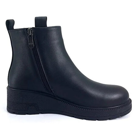 Mammamia 1330 Hakiki Deri Günlük Kadın Bot-Siyah