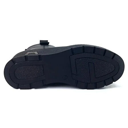 Mammamia 1330 Hakiki Deri Günlük Kadın Bot-Siyah