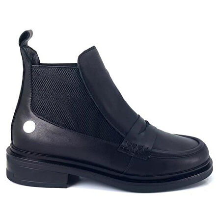 Mammamia 1440 Hakiki Deri Günlük Kadın Bot-Siyah