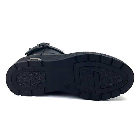 Mammamia 1625 Hakiki Deri Günlük Kadın Bot-Siyah