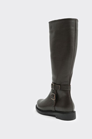 Hakiki Deri Düz Taban Kadın Çizme