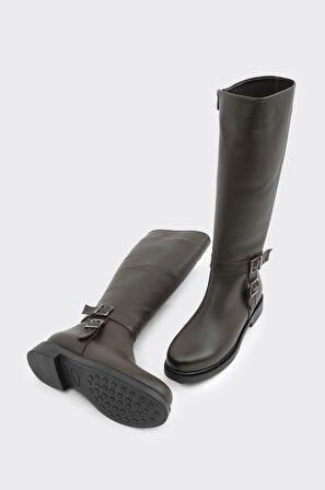 Hakiki Deri Düz Taban Kadın Çizme