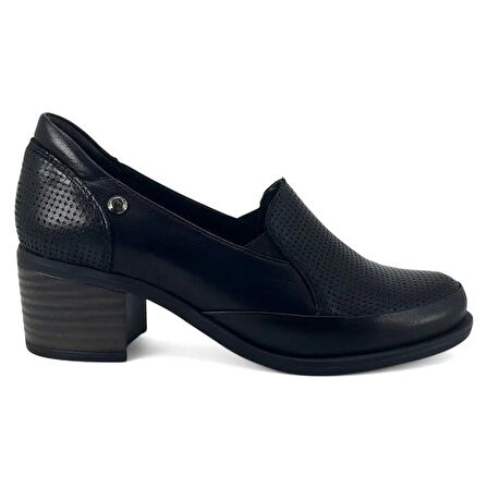 Mammamia 3330 Hakiki Deri Klasik Kadın Ayakkabı-Siyah