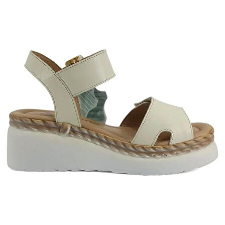 Venüs 2512303 Günlük Hakiki Deri Kadın Sandalet-Bej