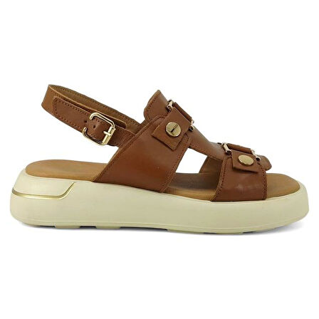 Venüs 2544007 Günlük Hakiki Deri Kadın Sandalet-Taba