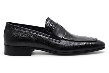 Fosco 3180 Hakiki Deri Erkek Klasik Ayakkabı-Siyah Açma