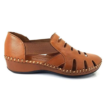 Venüs 18791395 Günlük Hakiki Deri Kadın Sandalet-Taba
