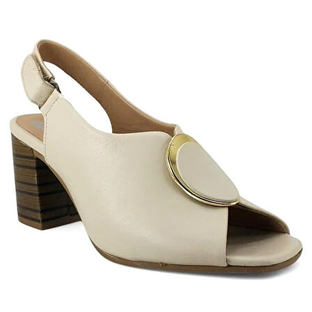 Venüs 2108518 Günlük Hakiki Deri Kadın Sandalet-Bej