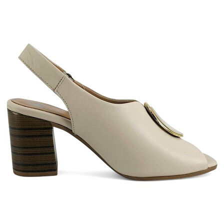 Venüs 2108518 Günlük Hakiki Deri Kadın Sandalet-Bej