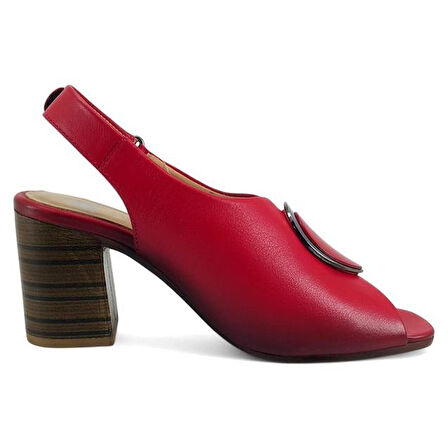 Venüs 2108518 Günlük Hakiki Deri Kadın Sandalet-Kırmızı