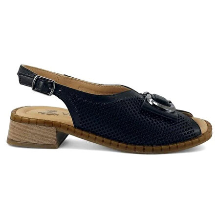 Venüs 2512003 Günlük Hakiki Deri Kadın Sandalet-Siyah