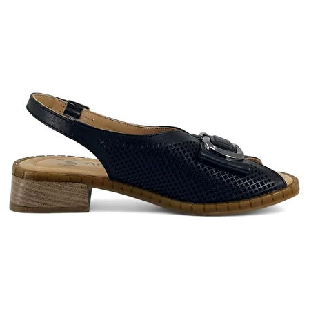 Venüs 2512003 Günlük Hakiki Deri Kadın Sandalet-Siyah