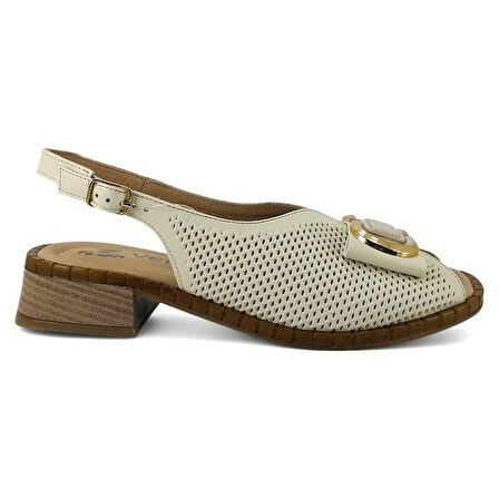 Venüs 2512003 Günlük Hakiki Deri Kadın Sandalet-Bej